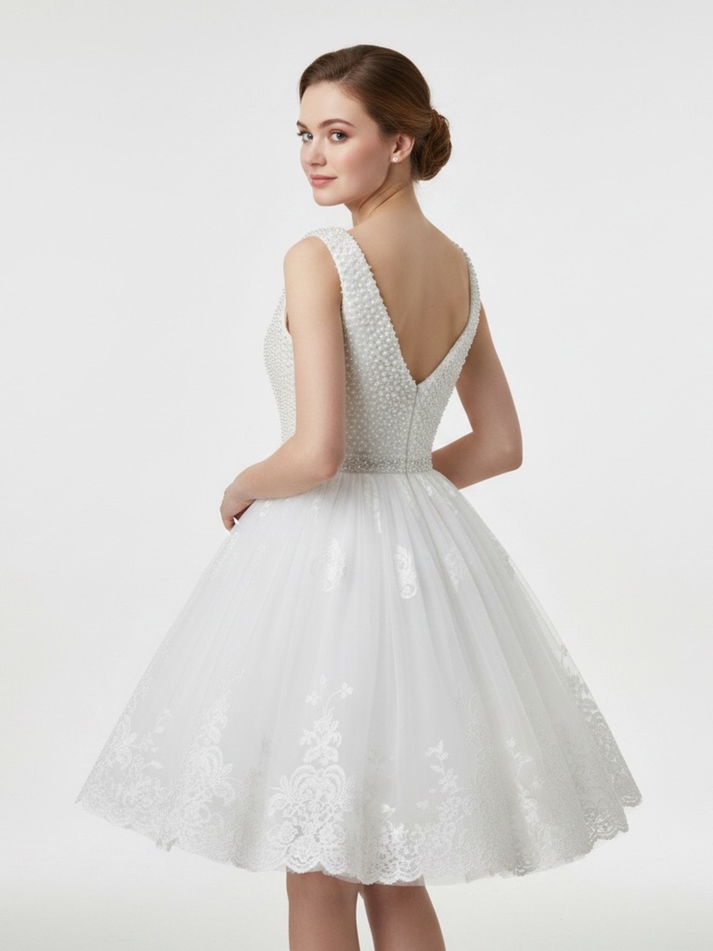 Pearl-Embellished White Cocktail Dress New without tags